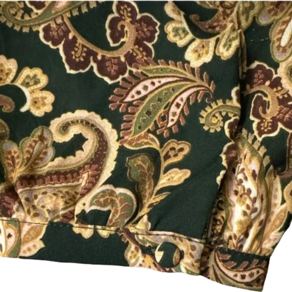 Nanette Lepore Womens  Elegant Brown and Gold Paisley Top Size L - Picture 4 of 6